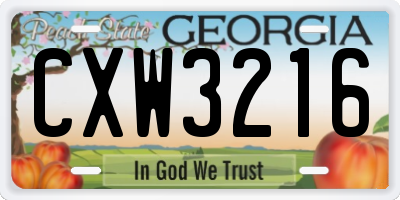 GA license plate CXW3216