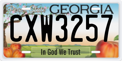GA license plate CXW3257