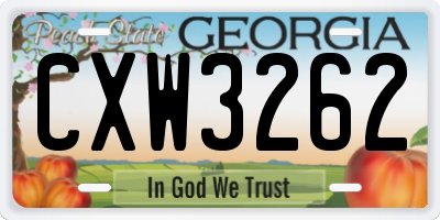 GA license plate CXW3262