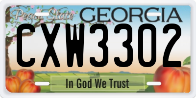 GA license plate CXW3302