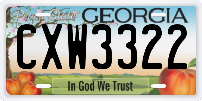 GA license plate CXW3322