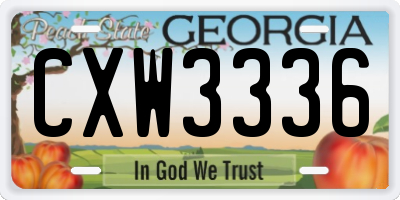 GA license plate CXW3336
