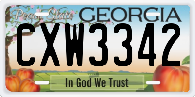 GA license plate CXW3342