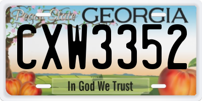 GA license plate CXW3352
