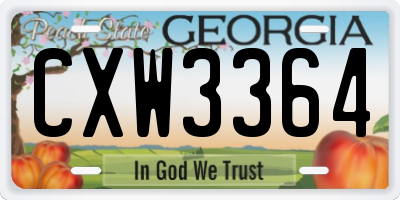 GA license plate CXW3364