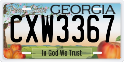 GA license plate CXW3367