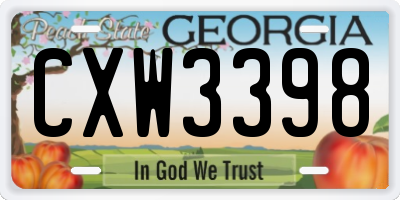 GA license plate CXW3398