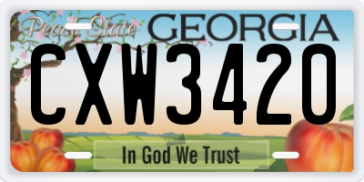 GA license plate CXW3420