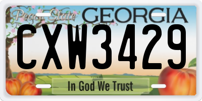 GA license plate CXW3429