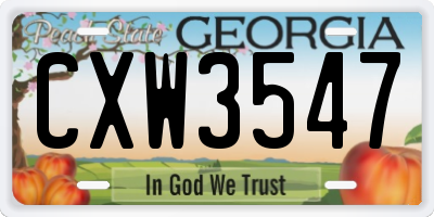 GA license plate CXW3547