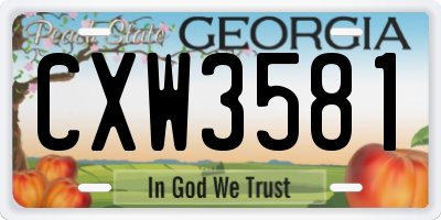 GA license plate CXW3581