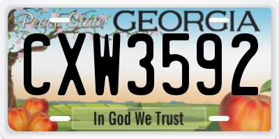 GA license plate CXW3592