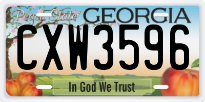 GA license plate CXW3596
