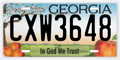 GA license plate CXW3648