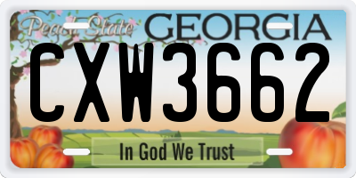 GA license plate CXW3662