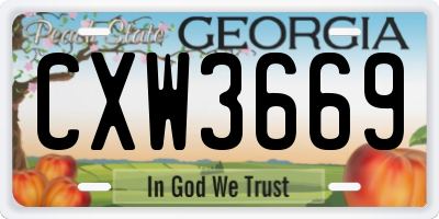 GA license plate CXW3669