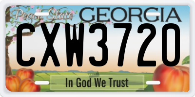 GA license plate CXW3720