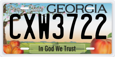 GA license plate CXW3722