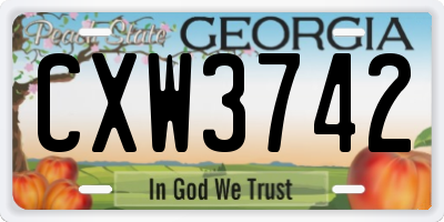 GA license plate CXW3742