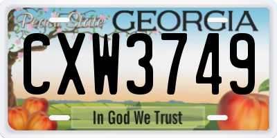 GA license plate CXW3749