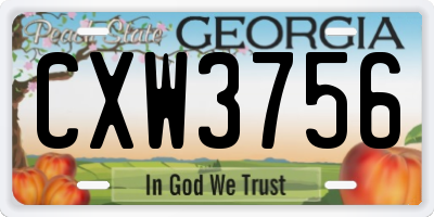 GA license plate CXW3756