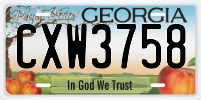 GA license plate CXW3758