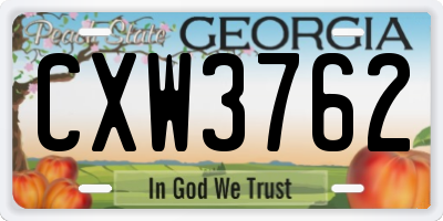 GA license plate CXW3762