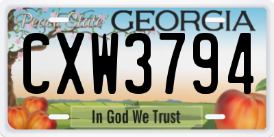 GA license plate CXW3794