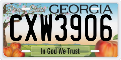 GA license plate CXW3906