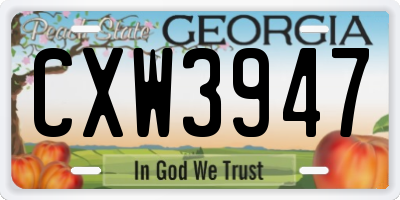 GA license plate CXW3947