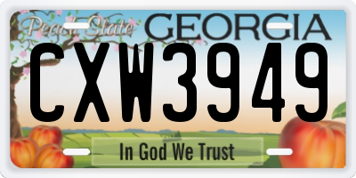 GA license plate CXW3949