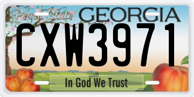GA license plate CXW3971