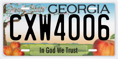 GA license plate CXW4006