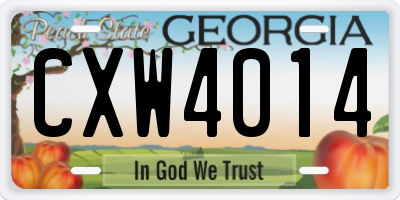 GA license plate CXW4014