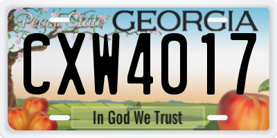 GA license plate CXW4017