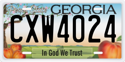 GA license plate CXW4024