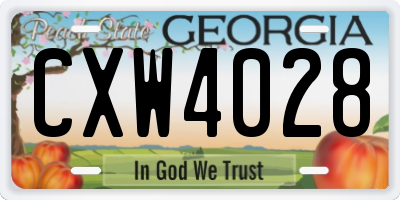 GA license plate CXW4028