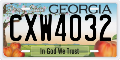 GA license plate CXW4032