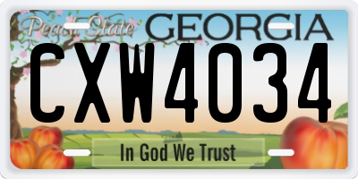 GA license plate CXW4034