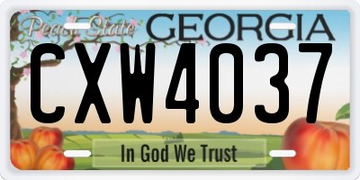 GA license plate CXW4037