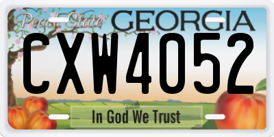 GA license plate CXW4052