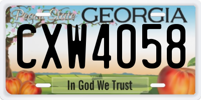 GA license plate CXW4058