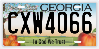 GA license plate CXW4066