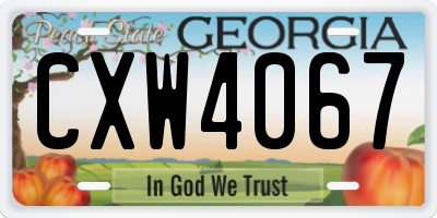GA license plate CXW4067