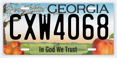 GA license plate CXW4068