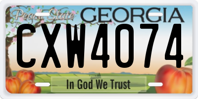 GA license plate CXW4074