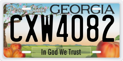 GA license plate CXW4082