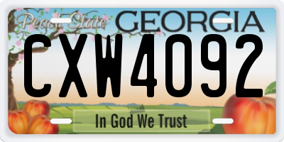 GA license plate CXW4092