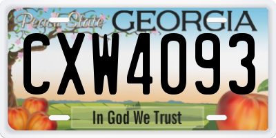GA license plate CXW4093