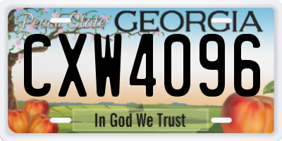 GA license plate CXW4096